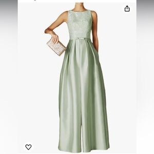 Sleeveless Light Sage Wide-Leg Jumpsuit